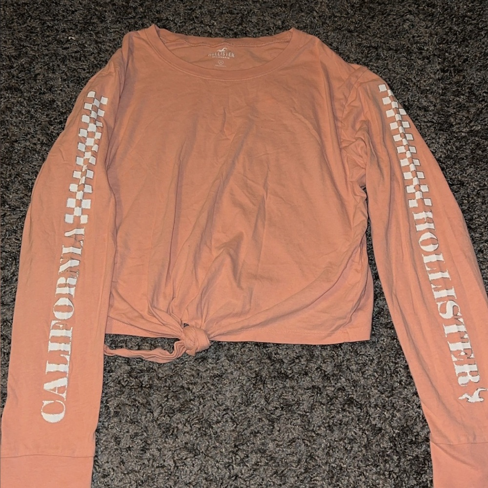 Hollister Women's Coral Tie-Front Sweatshirt